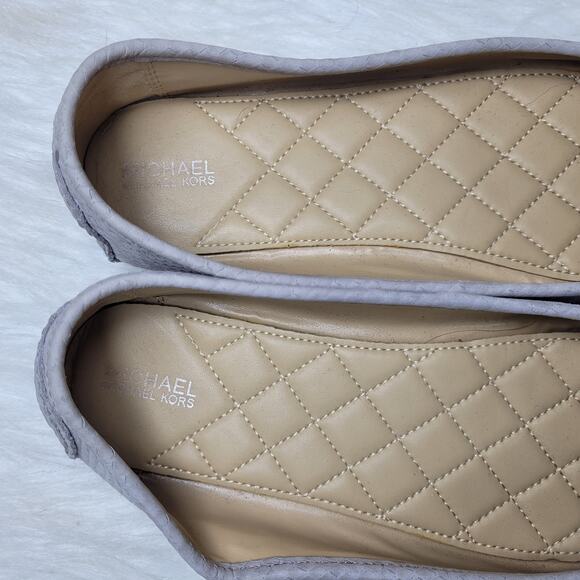 Michael Kors Gray Suede Quilted Ballet Flats Womens Size 9M Classic Logo Slip-On - Picture 7 of 8